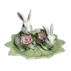 Fitz & Floyd Fauna & Flora Salt & Pepper Rabbits Bunnies Easter So Pretty!